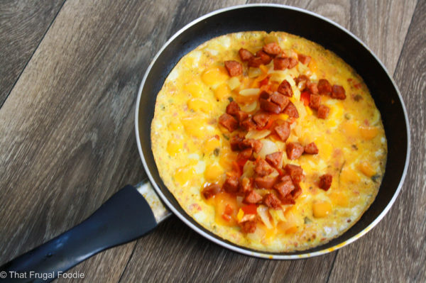 Sun-dried tomato cream cheese omelets