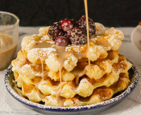 Beignet Waffles with Cafe au Lait Syrup