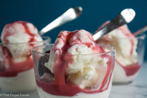 Cream Cheese Ice Cream with Guava Syrup