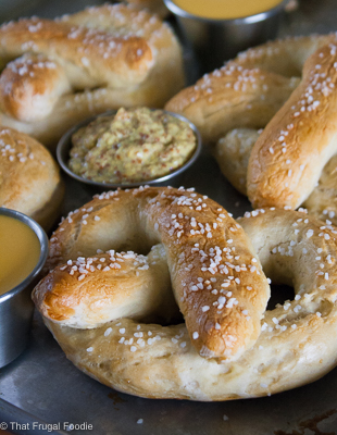 Homemade Soft Pretzels with Cheese Sauce